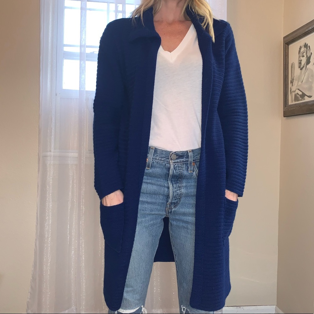 Vintage blue knit long sweater